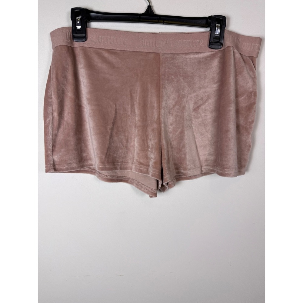 Juicy‎ Couture Velour Sleep Shorts Pink Rhinestone Logo Y2K Lounge XL 0098